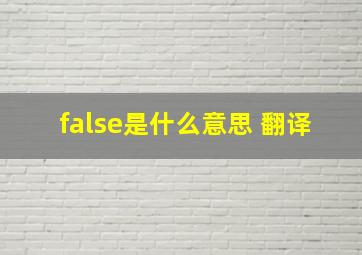 false是什么意思 翻译